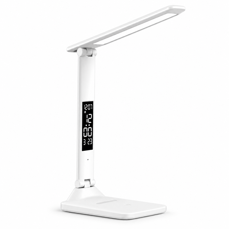 Lampe de bureau LED pliable avec écran horloge et température