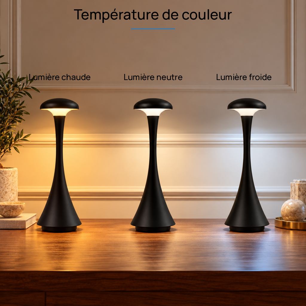 Lampe de bureau sans fil champignon long rechargeable à commande tactile
