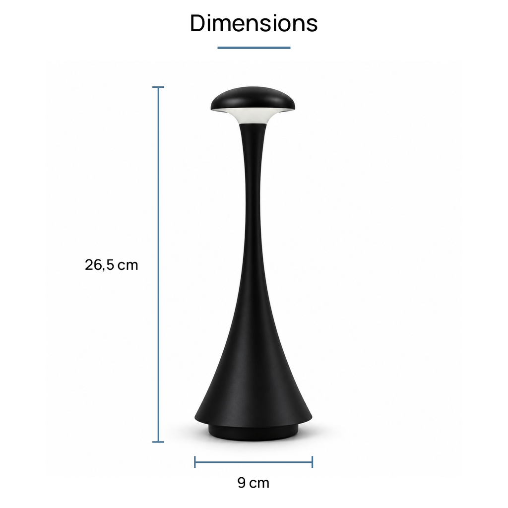 Lampe de bureau sans fil champignon long rechargeable à commande tactile