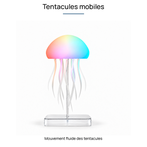 Lampe de bureau enfant méduse rechargeable à lumière colorée et télécommande