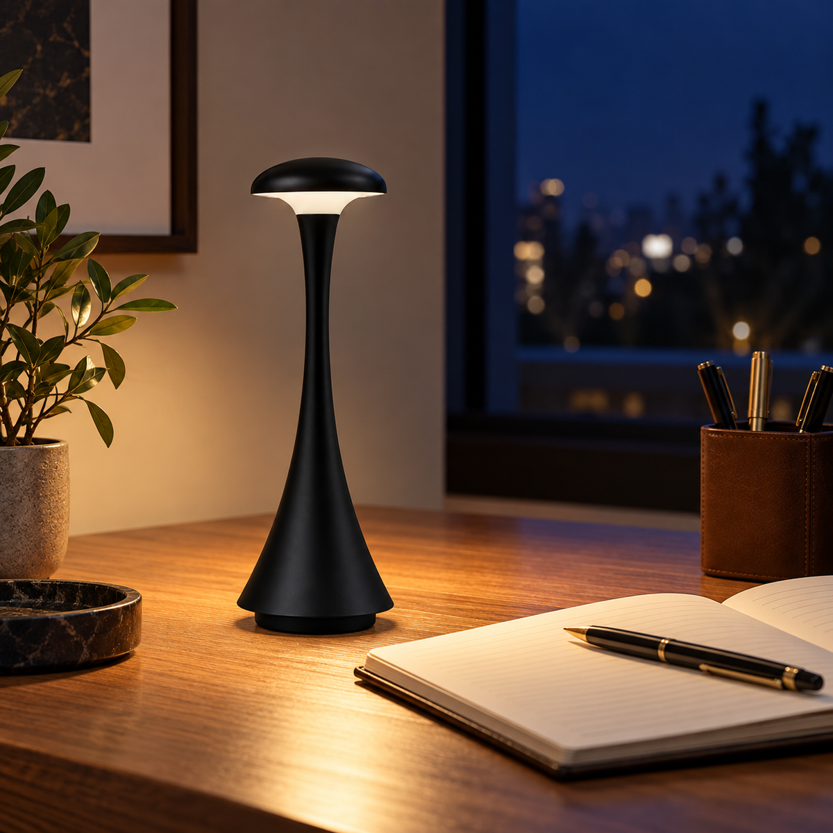 Lampe de bureau sans fil champignon long rechargeable à commande tactile