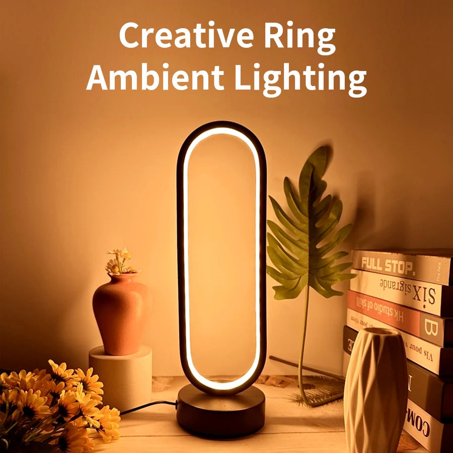 Lampe de bureau LED anneau noir avec 3 teintes