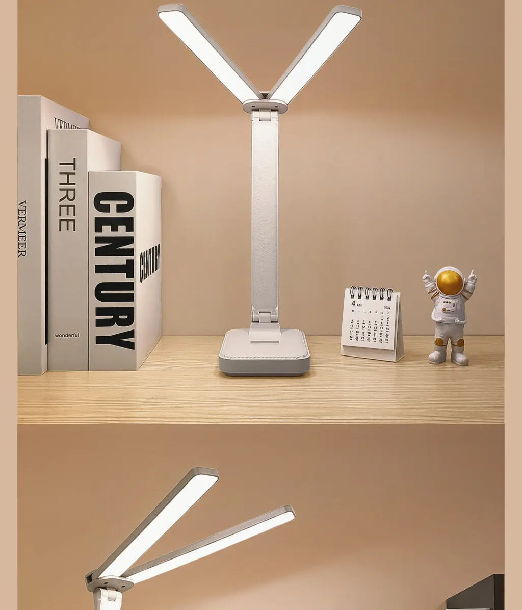 Lampe de bureau enfant pliable rechargeable à double barre LED