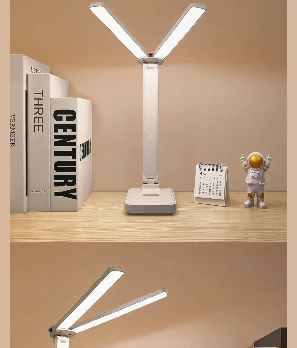 Lampe de bureau enfant pliable rechargeable à double barre LED