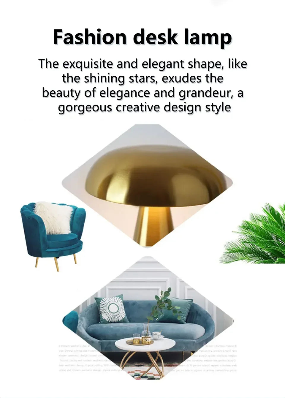 Lampe de bureau sans fil champignon rétro en métal