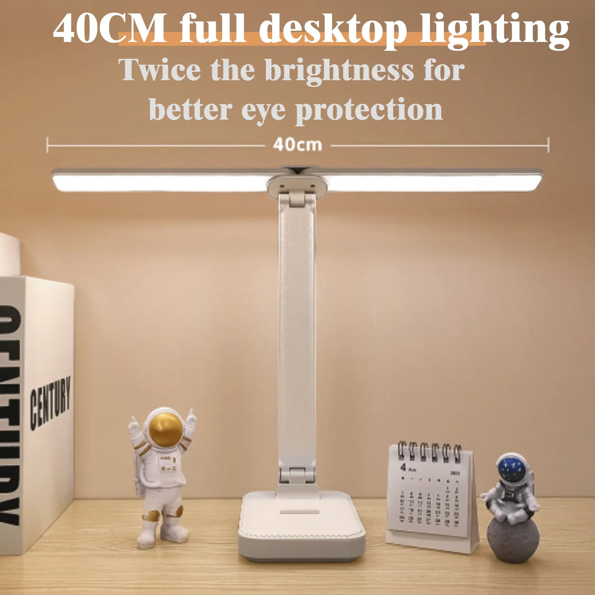 Lampe de bureau enfant pliable rechargeable à double barre LED
