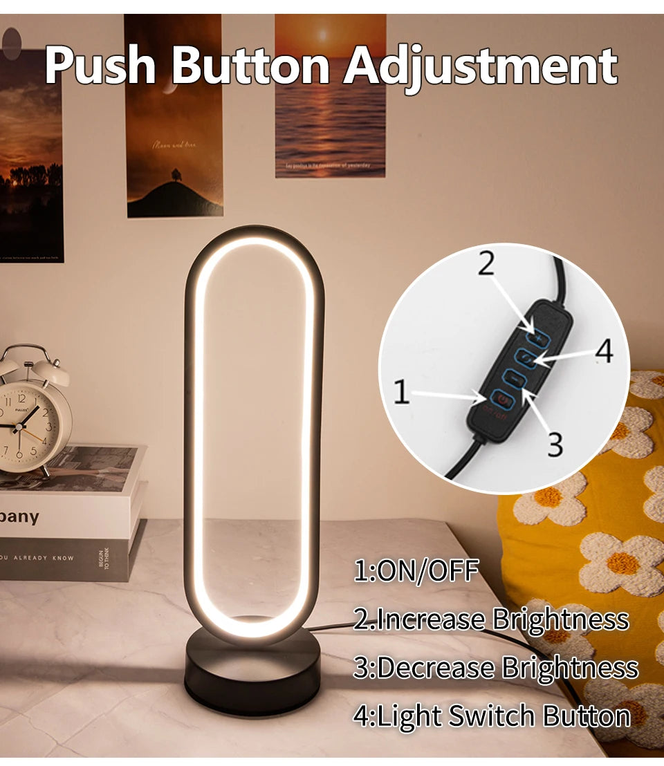 Lampe de bureau LED anneau noir avec 3 teintes