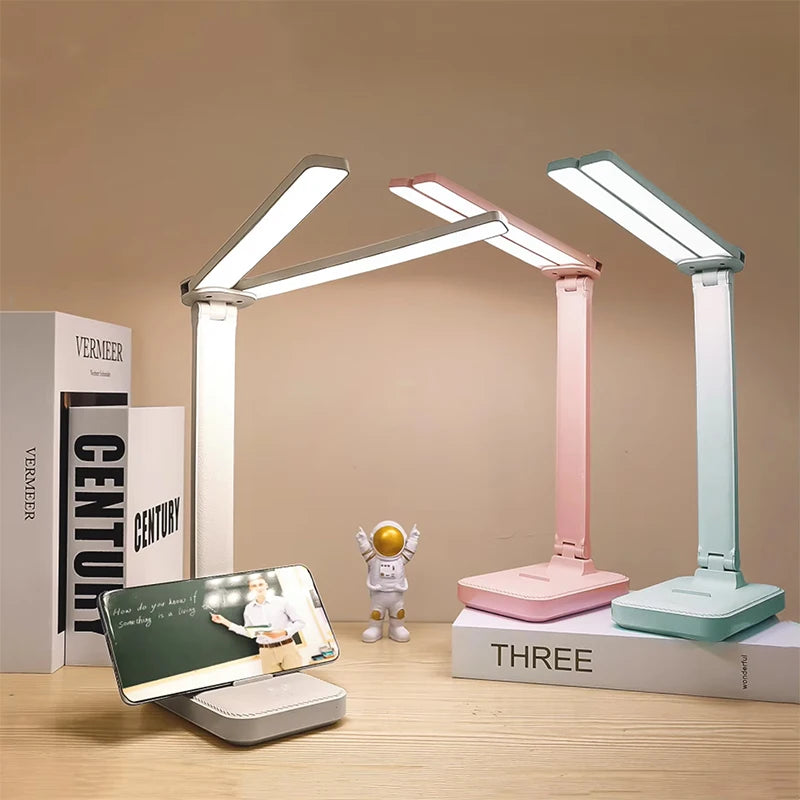 Lampe de bureau enfant pliable rechargeable à double barre LED