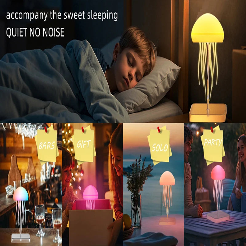 Lampe de bureau enfant méduse rechargeable à lumière colorée et télécommande