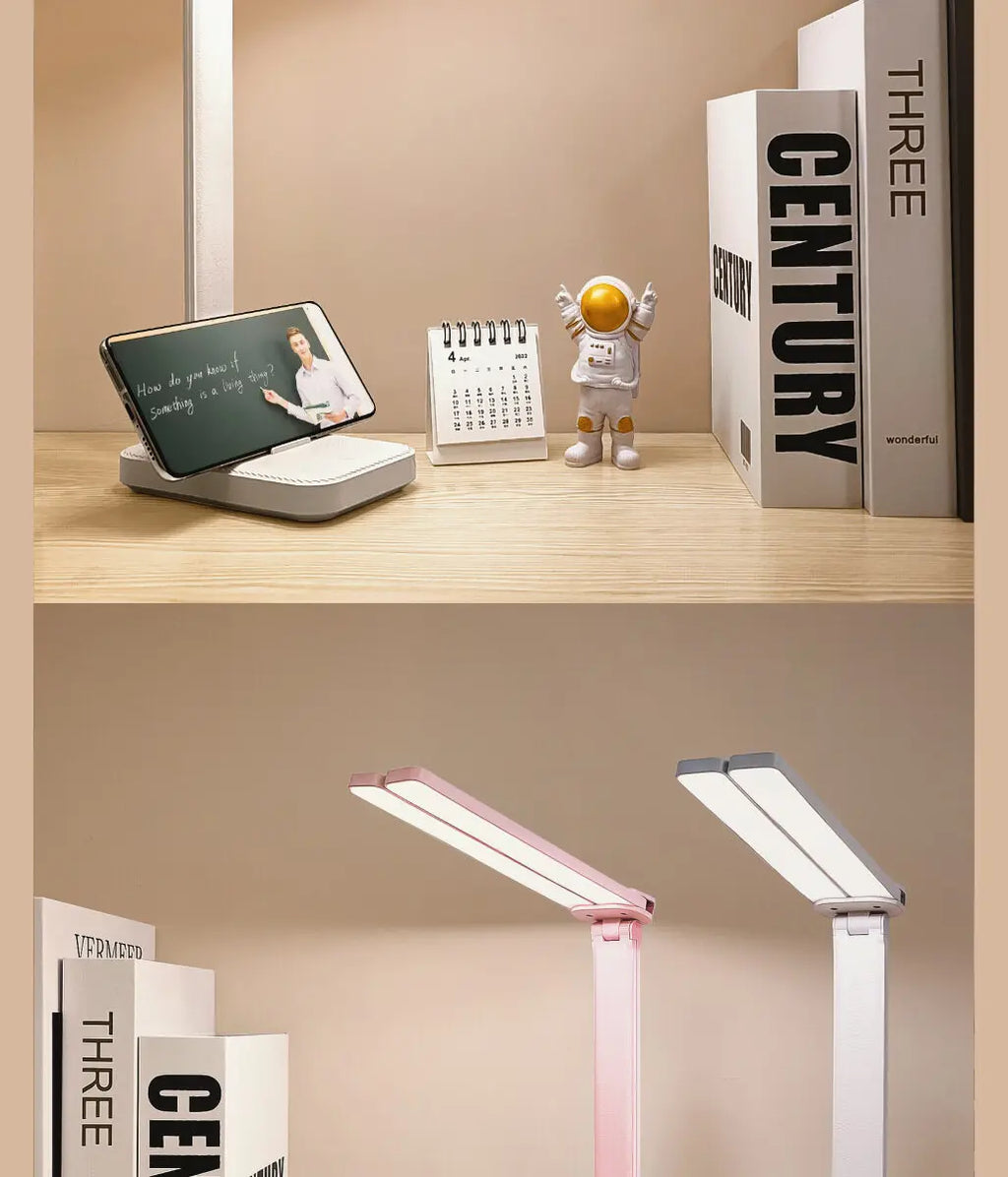 Lampe de bureau enfant pliable rechargeable à double barre LED
