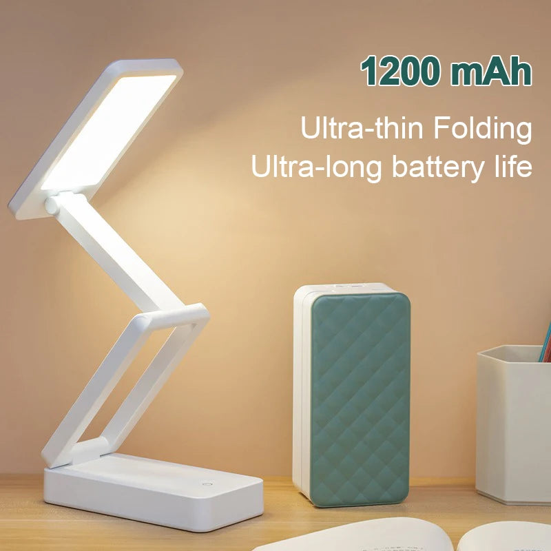 Lampe de bureau sans fil pliable rechargeable à tête orientable