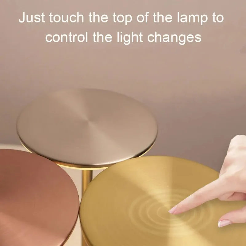 Lampe de bureau sans fil tactile en métal à tête ronde, 3 teintes de blanc