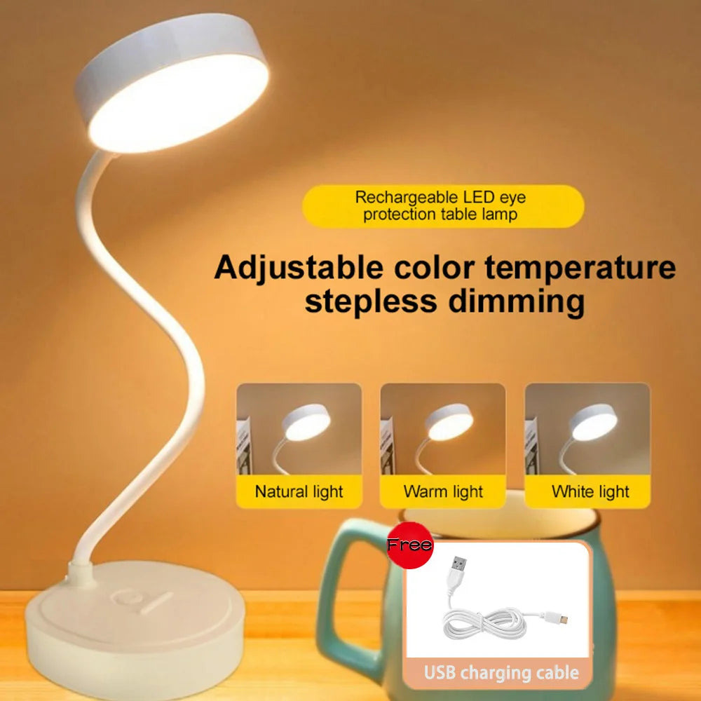 Lampe de bureau sans fil col de cygne rechargeable