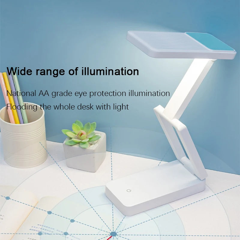 Lampe de bureau sans fil pliable rechargeable à tête orientable