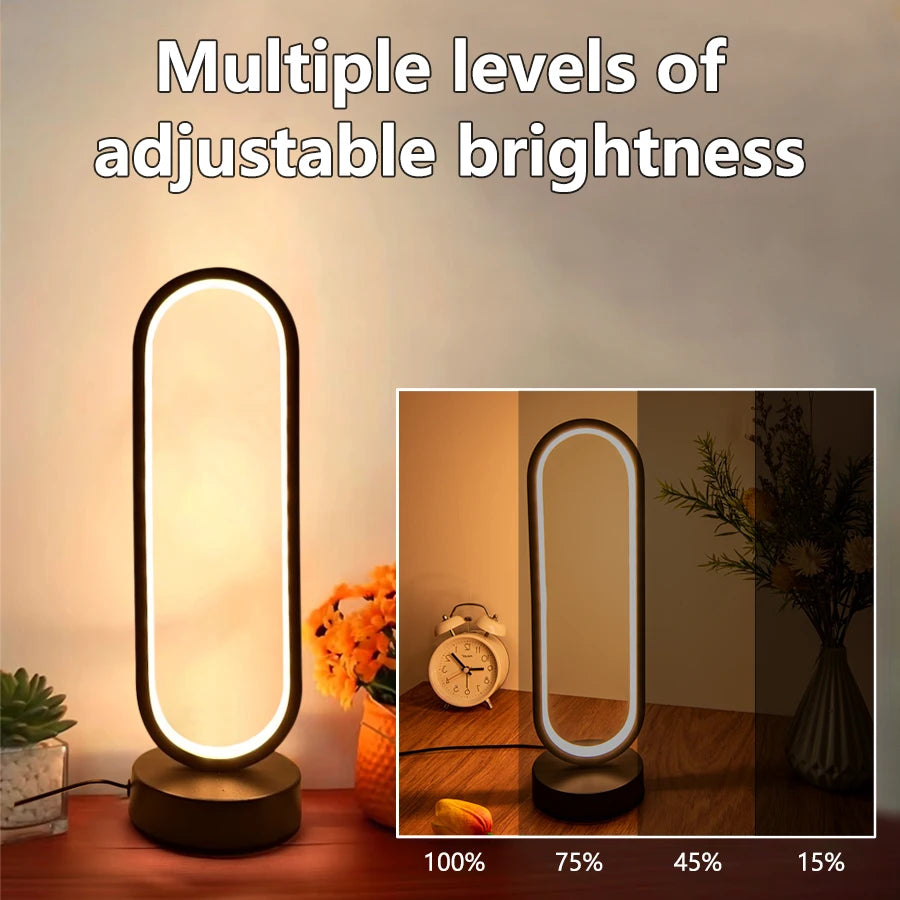 Lampe de bureau LED anneau noir avec 3 teintes