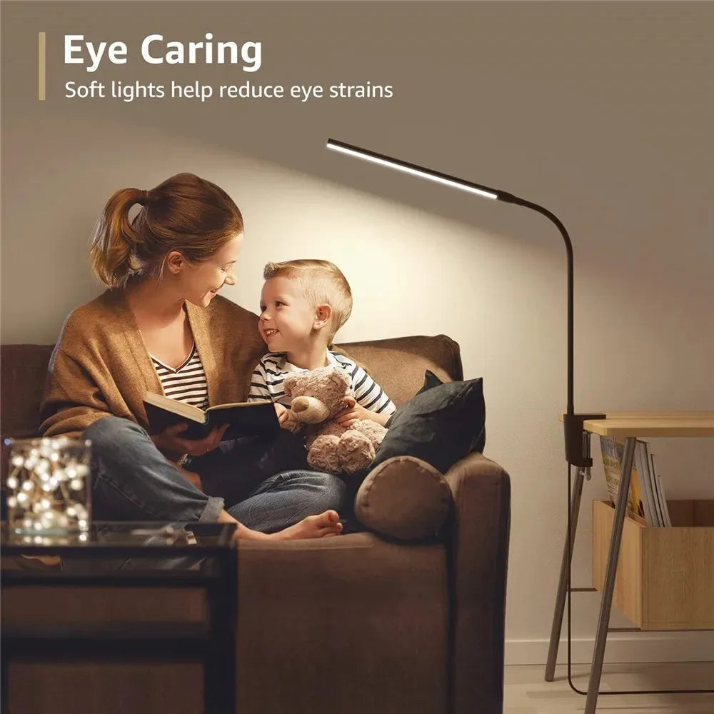 Lampe de bureau LED à pince, double tête et col de cygne flexible