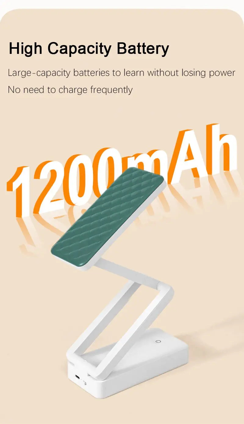 Lampe de bureau sans fil pliable rechargeable à tête orientable