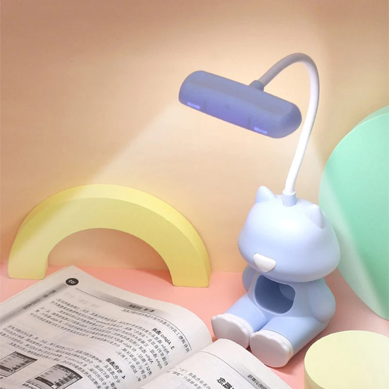 Lampe de bureau enfant chat rechargeable avec support téléphone