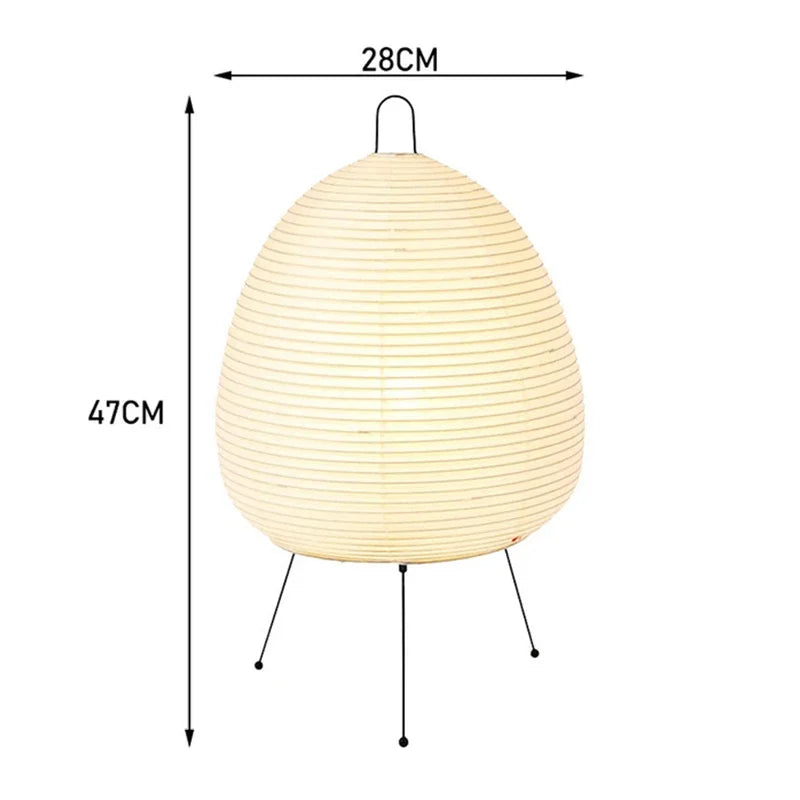 Lampe de bureau LED en papier de riz sur trépied en métal