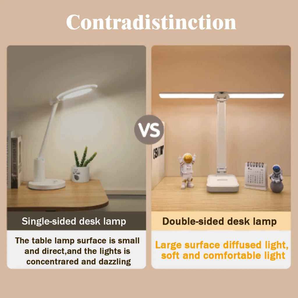 Lampe de bureau enfant pliable rechargeable à double barre LED