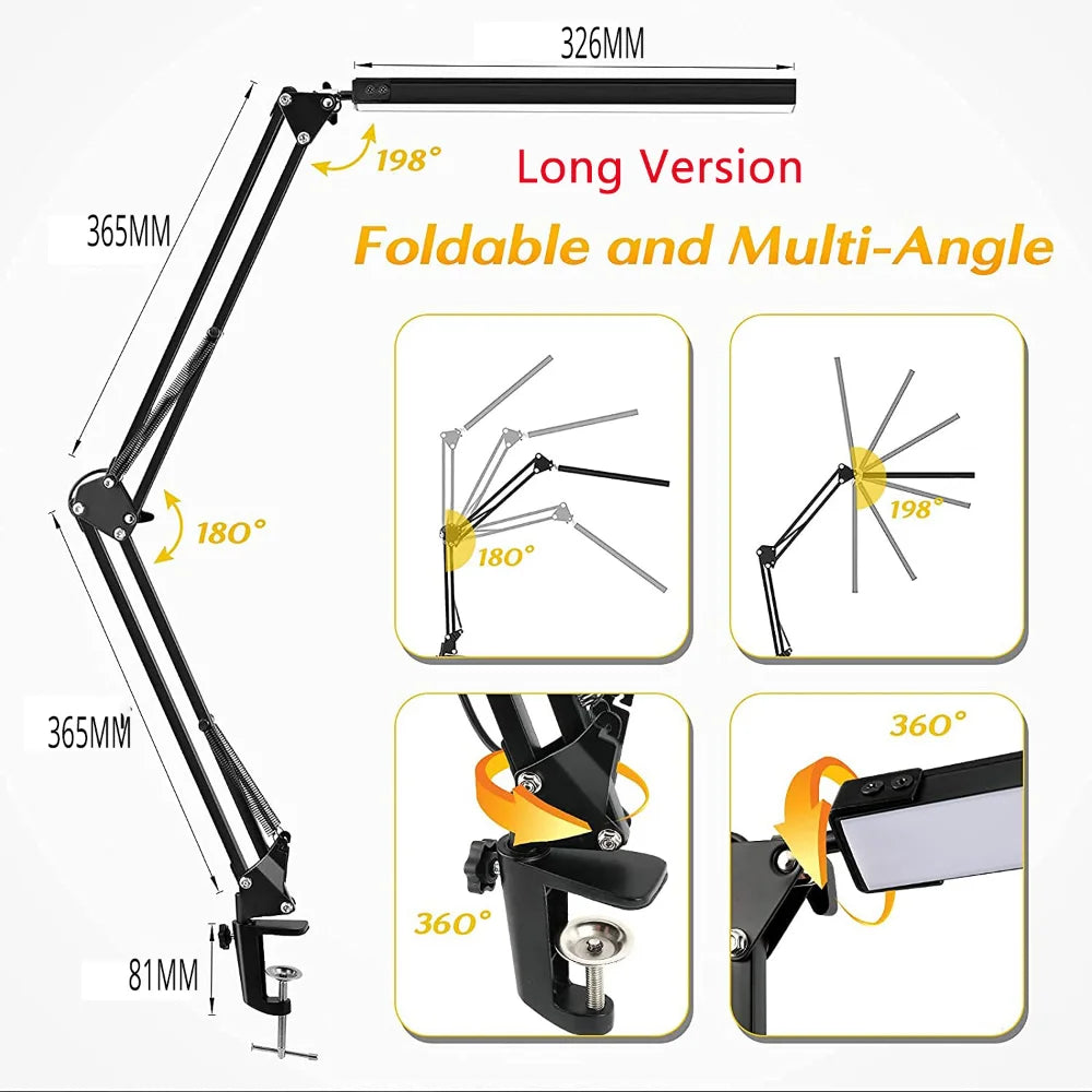 Lampe de bureau LED à pince avec bras articulé