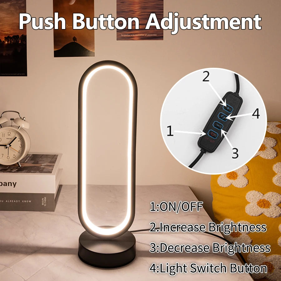 Lampe de bureau LED anneau noir avec 3 teintes