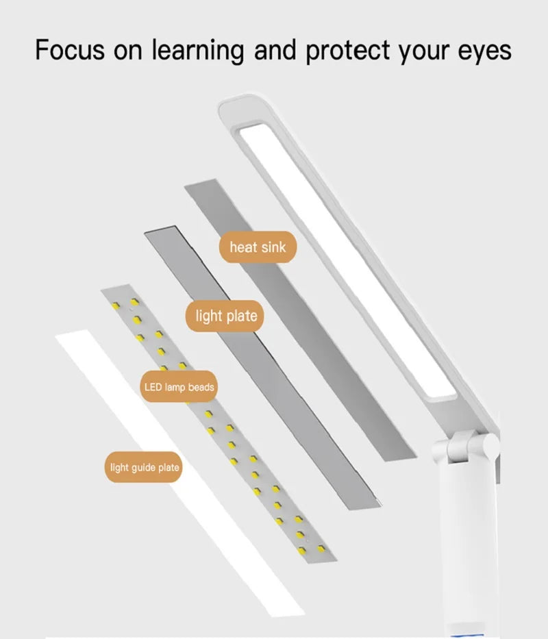 Lampe de bureau LED pliable avec écran horloge et température