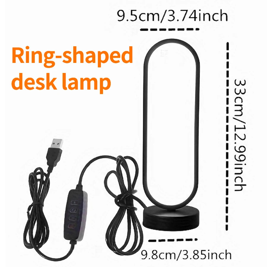 Lampe de bureau LED anneau noir avec 3 teintes