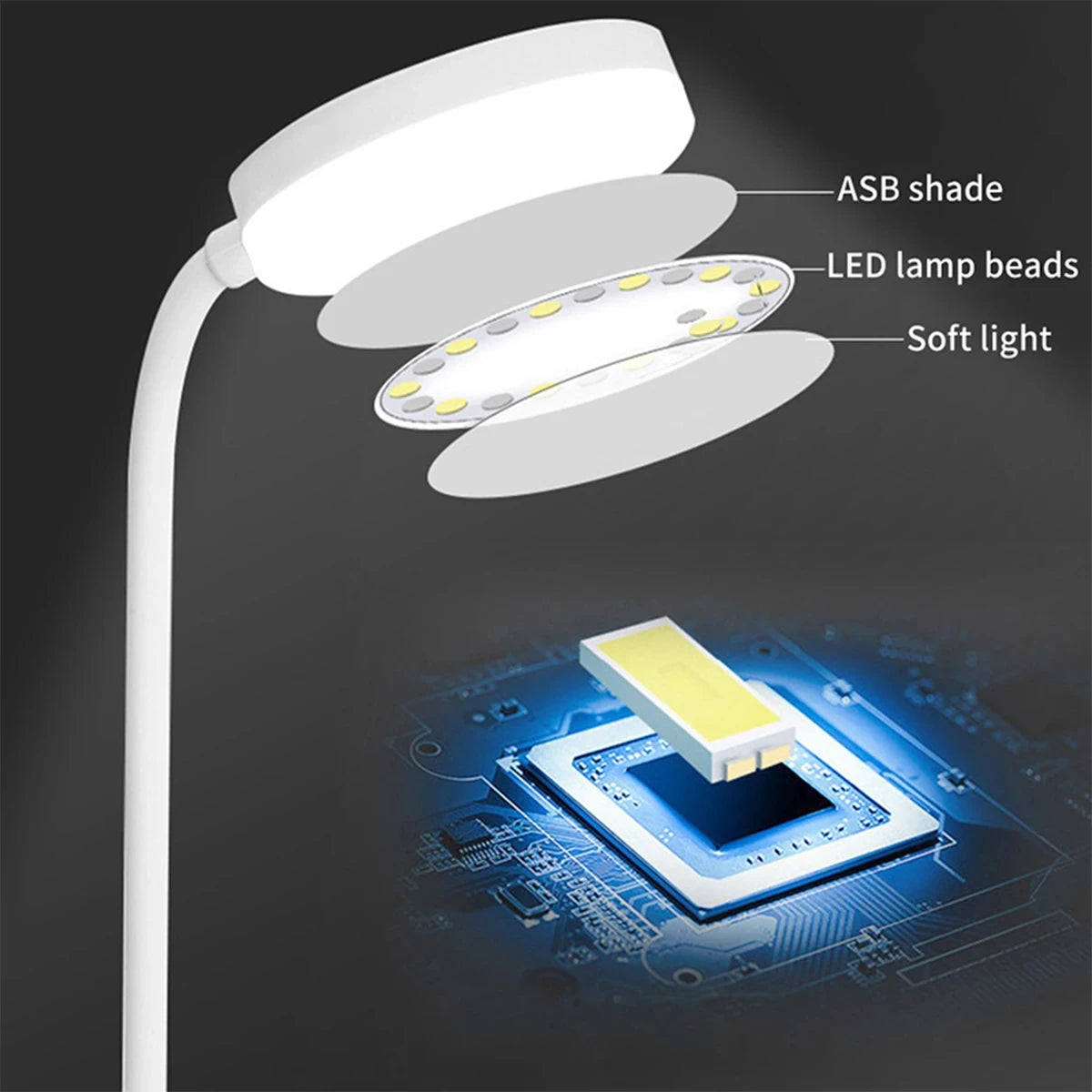Lampe de bureau sans fil col de cygne rechargeable