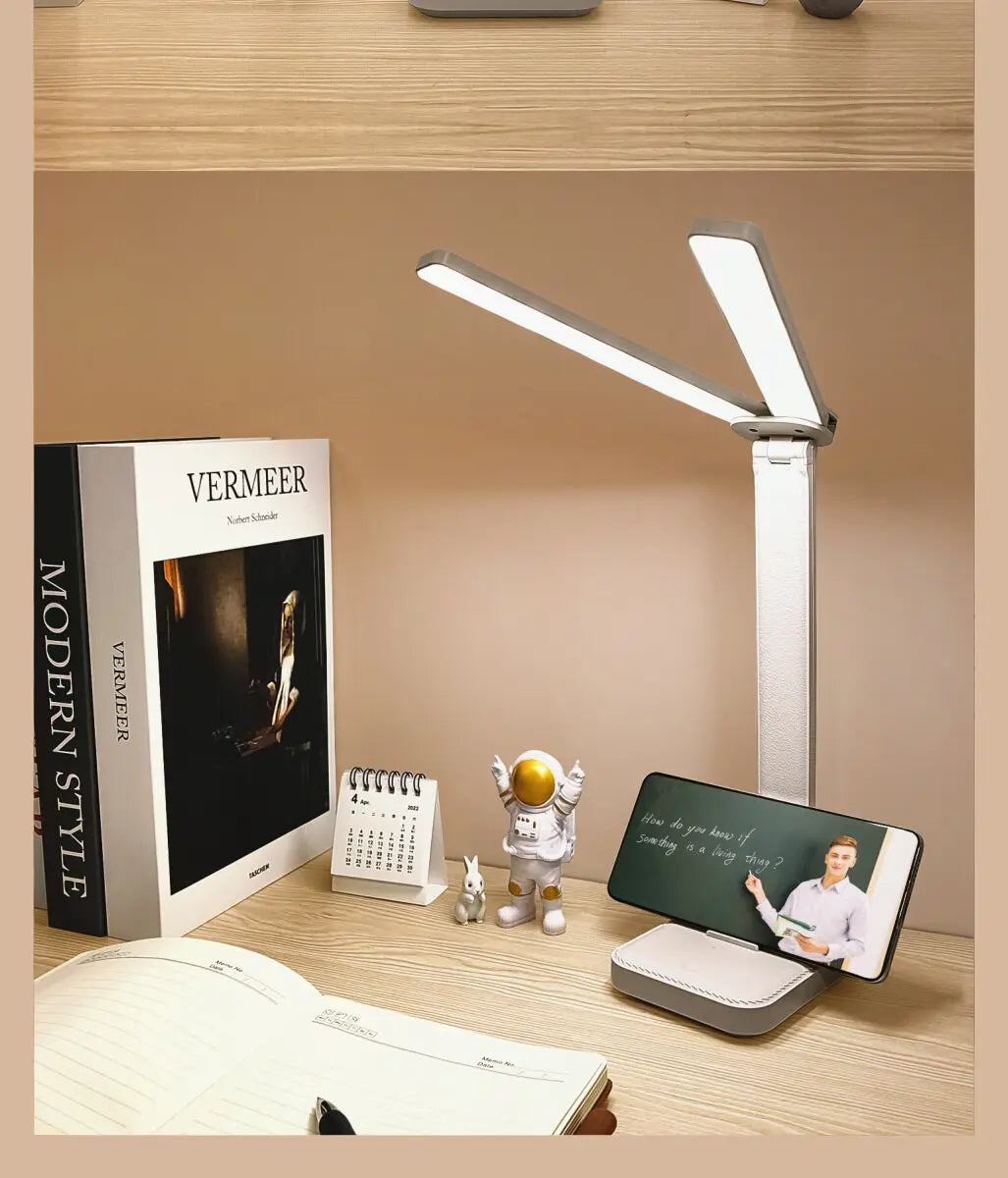 Lampe de bureau enfant pliable rechargeable à double barre LED