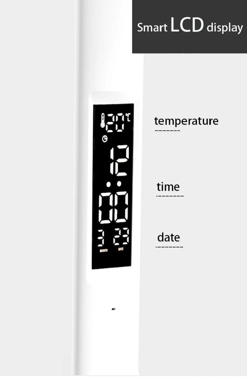 Lampe de bureau LED pliable avec écran horloge et température
