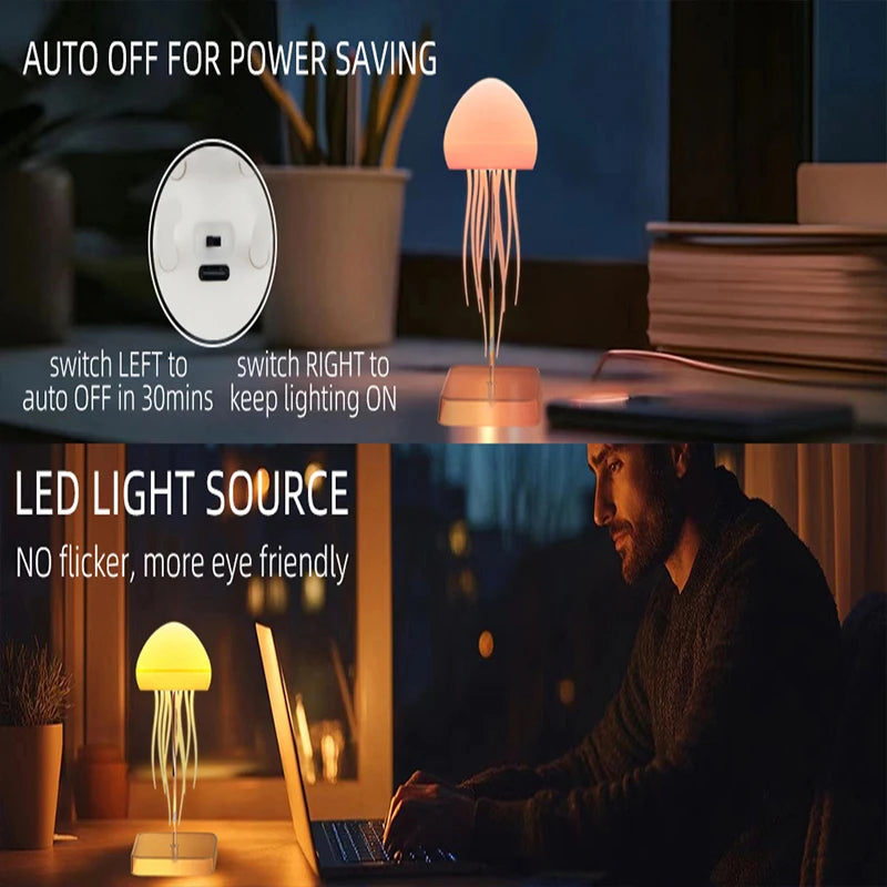 Lampe de bureau enfant méduse rechargeable à lumière colorée et télécommande