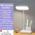 Lampe de bureau enfant rechargeable blanche avec pot à crayons et bras flexible