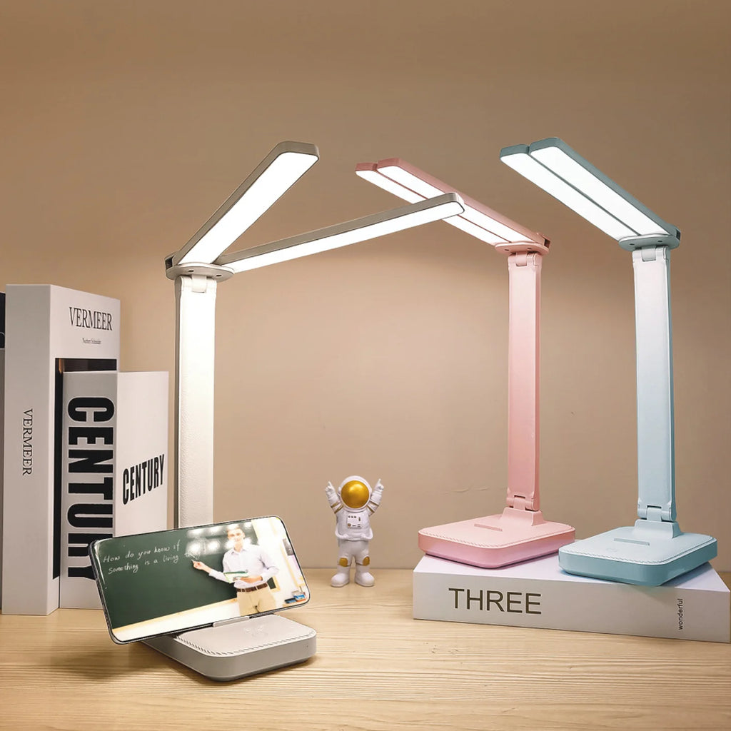 Lampe de bureau enfant pliable rechargeable à double barre LED