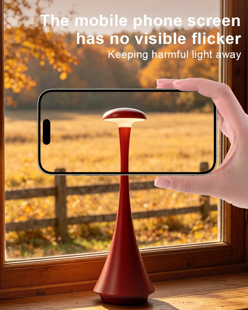Lampe de bureau sans fil champignon rechargeable à commande tactile