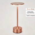 Lampe de bureau sans fil tactile en métal à tête ronde, 3 teintes de blanc