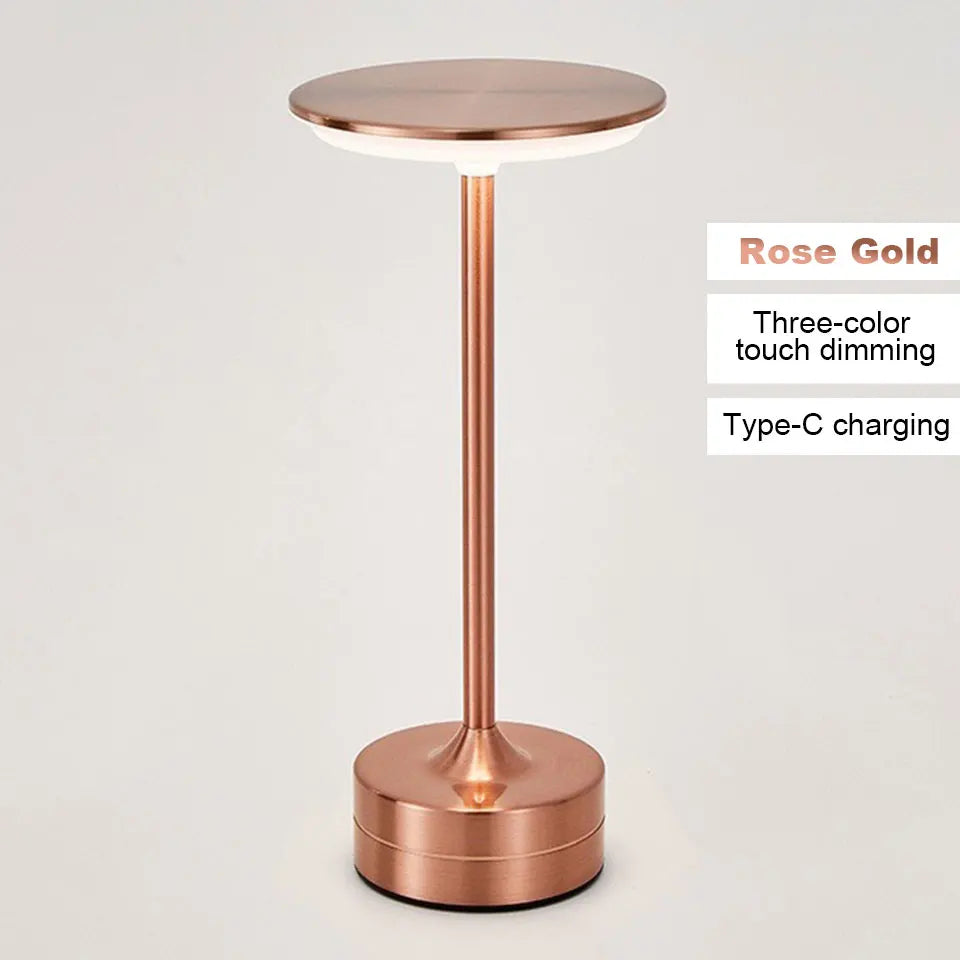Lampe de bureau sans fil tactile en métal à tête ronde, 3 teintes de blanc