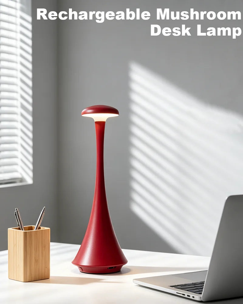 Lampe de bureau sans fil champignon rechargeable à commande tactile