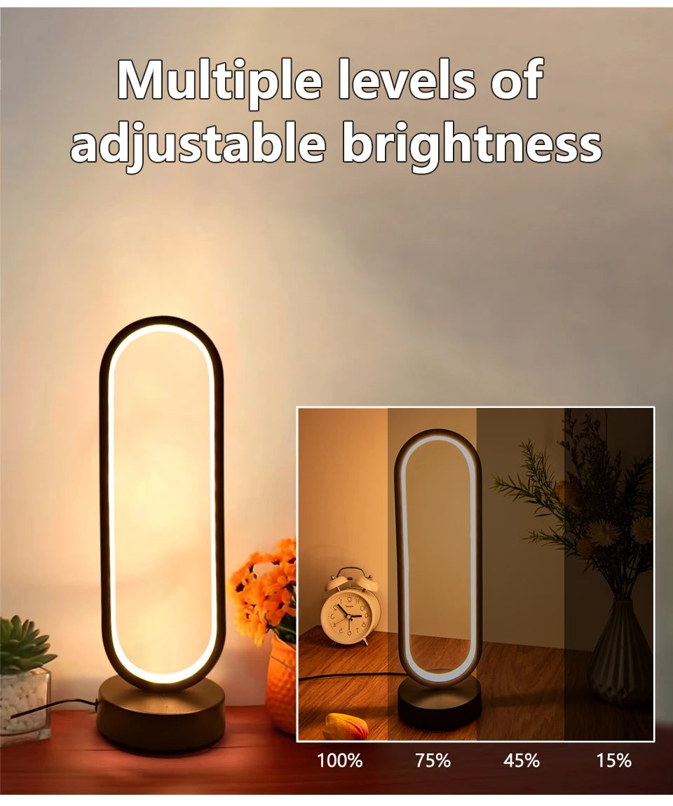 Lampe de bureau LED anneau noir avec 3 teintes