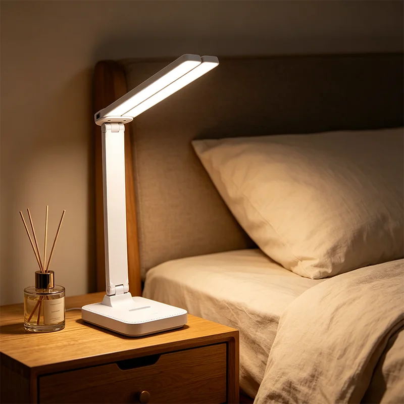 Lampe de bureau enfant pliable rechargeable à double barre LED