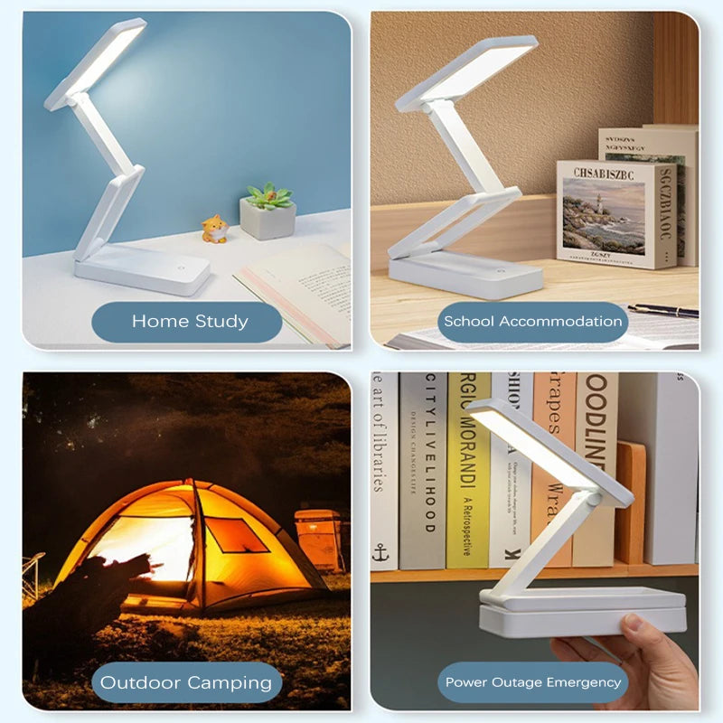 Lampe de bureau sans fil pliable rechargeable à tête orientable
