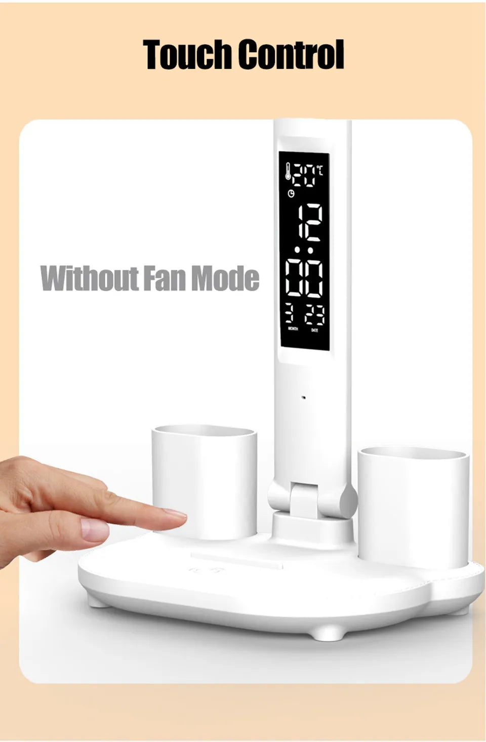 Lampe de bureau enfant à 4 bras lumineux avec ventilateur et horloge