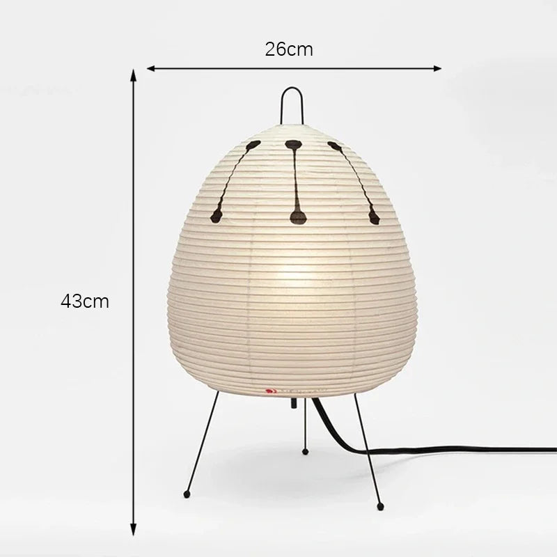 Lampe de bureau LED en papier de riz sur trépied en métal