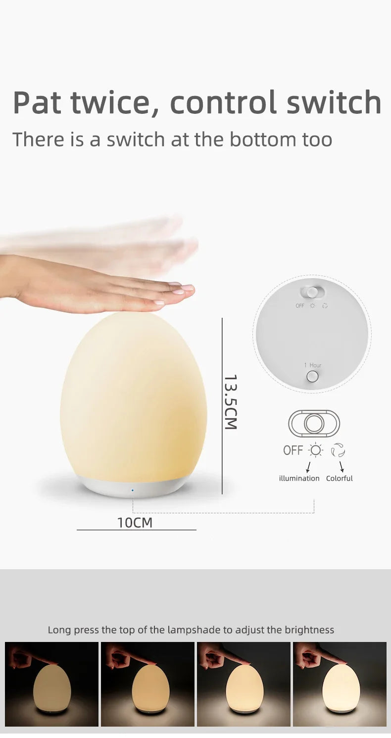 Lampe de bureau enfant œuf rechargeable, plusieurs couleurs