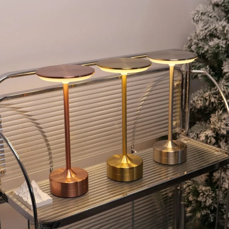 Lampe de bureau sans fil tactile en métal à tête ronde, 3 teintes de blanc