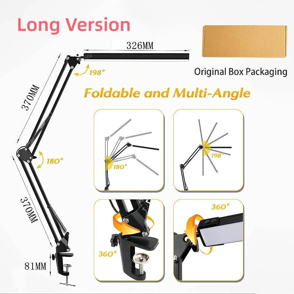 Lampe de bureau LED à pince avec bras articulé