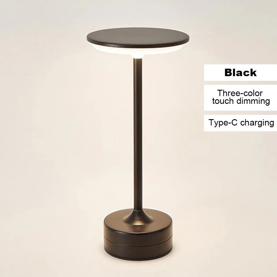 Lampe de bureau sans fil tactile en métal à tête ronde, 3 teintes de blanc