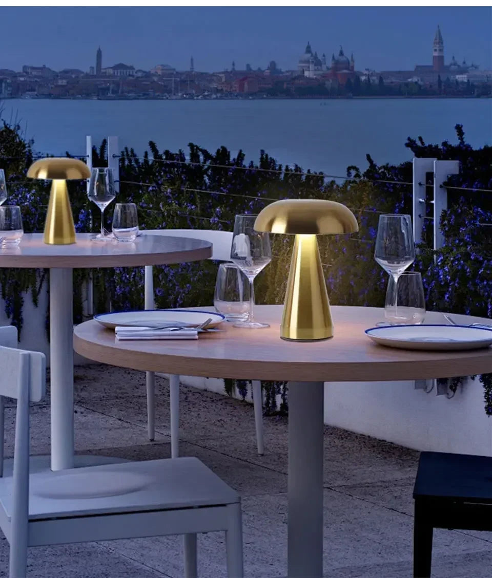 Lampe de bureau sans fil champignon rétro en métal