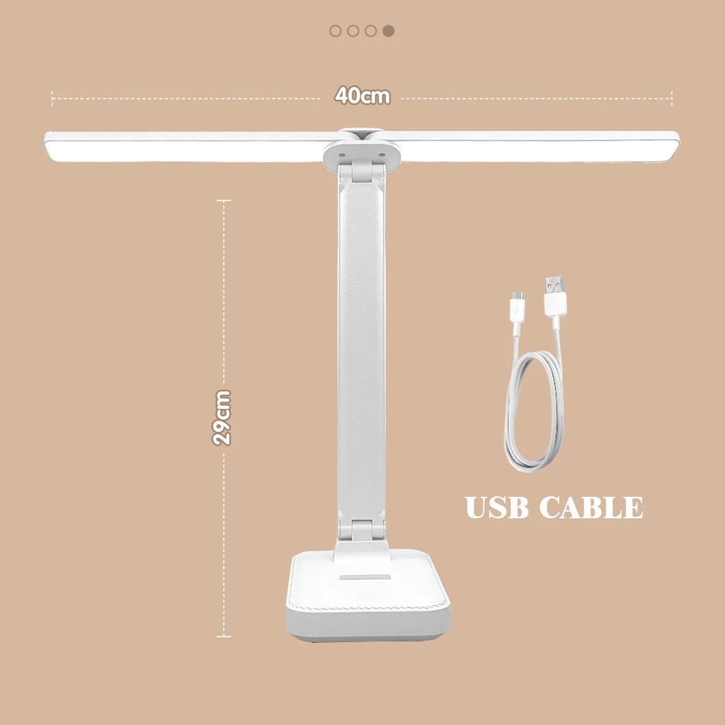 Lampe de bureau enfant pliable rechargeable à double barre LED