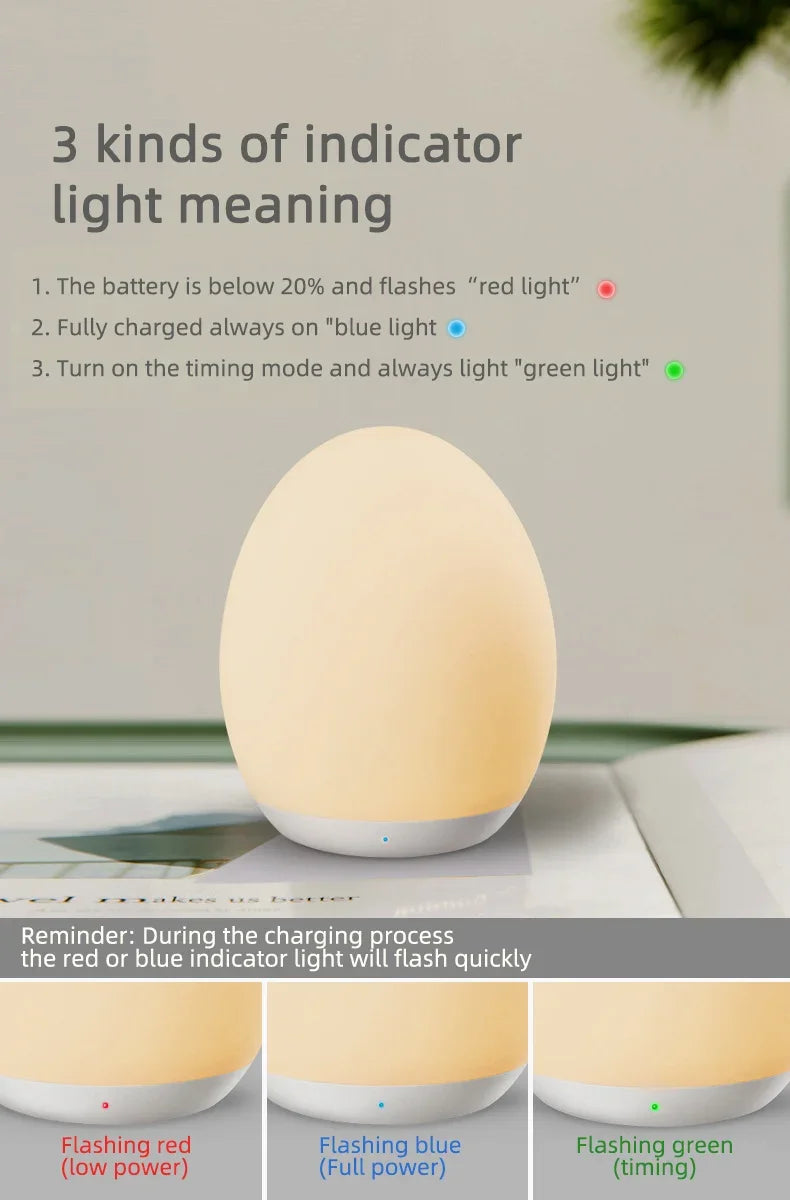 Lampe de bureau enfant œuf rechargeable, plusieurs couleurs